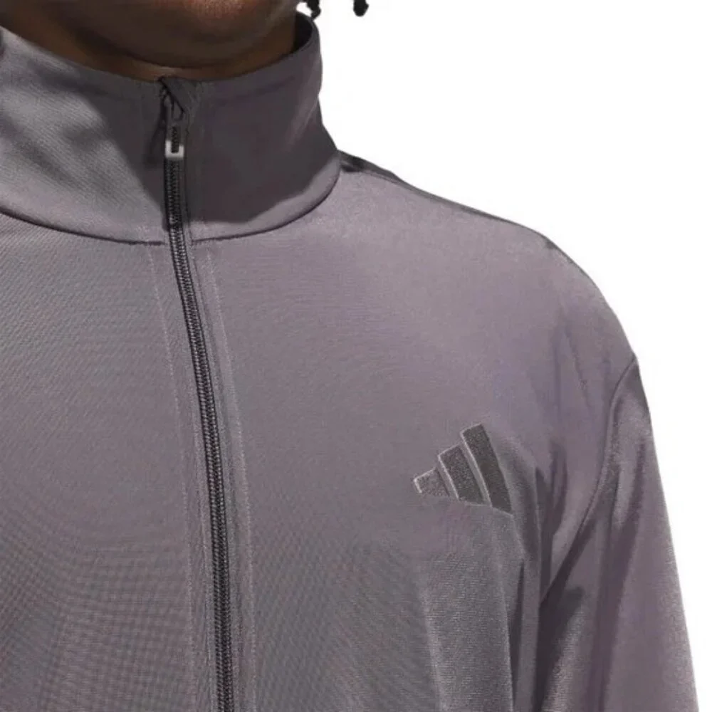 Adidas Men's M Full-Zip Gray/ Purple Long Sleeve Track Jacket  i1778